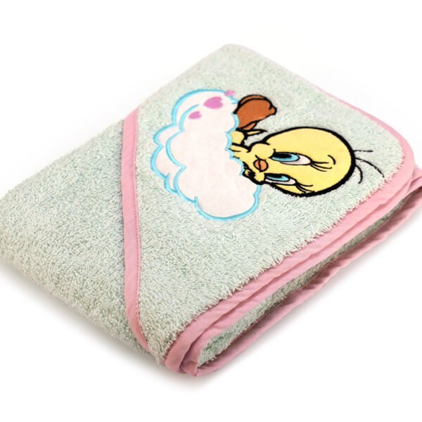 Baby Cap Towel With Contrast Piping Hood Embroidery