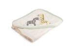 Platted Terry Baby Cap Towel With Contrast Piping Hood Embroidery